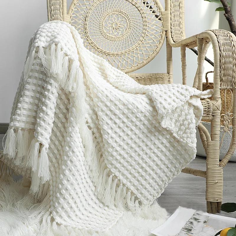 

127x170cm Snow White Knitted Blanket Chenille Blanket Leisure Shawl Blanket Sofa Bed End German Shepherd Sloth 127x170cm белый