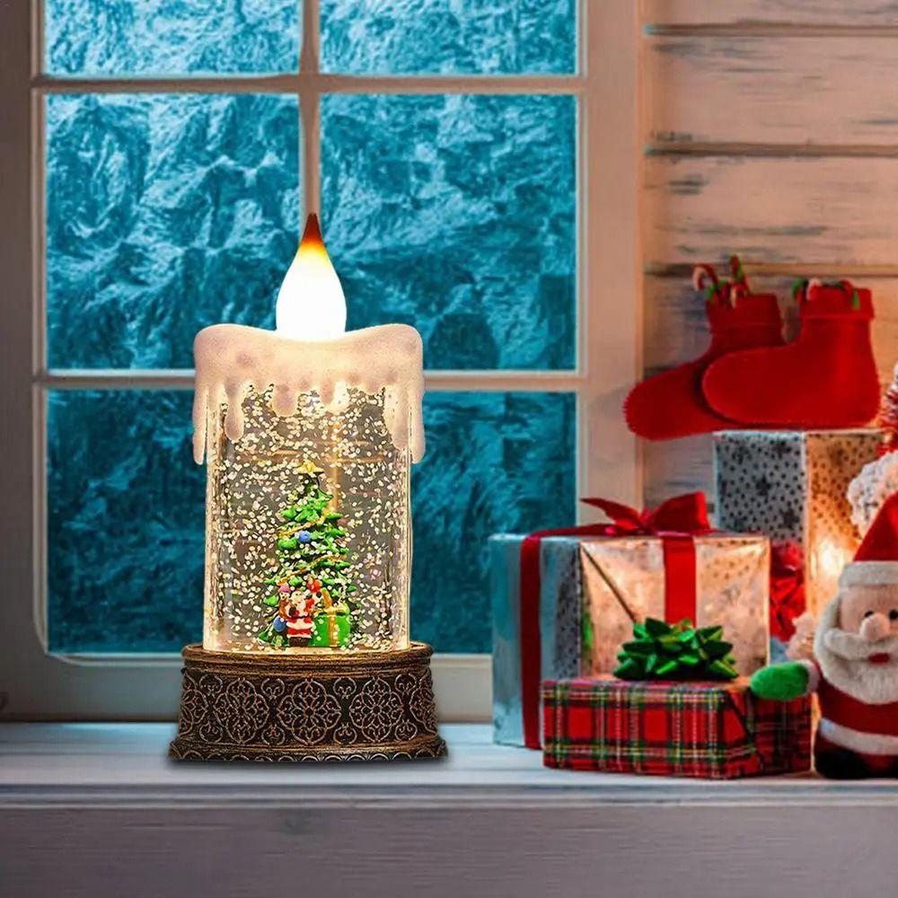 Battery Powered Christmas Wind Lantern Sculpture Kawaii Christmas Plastic Ornament Office