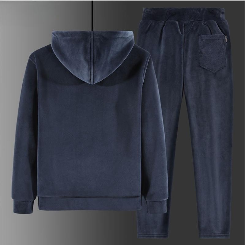 Thick Warm Cashmere Sets Thermal Hoodies Fleece Tracksuit Hooded Windproof  Sportswear Men Winter 2 pieces Hoodies + Pants