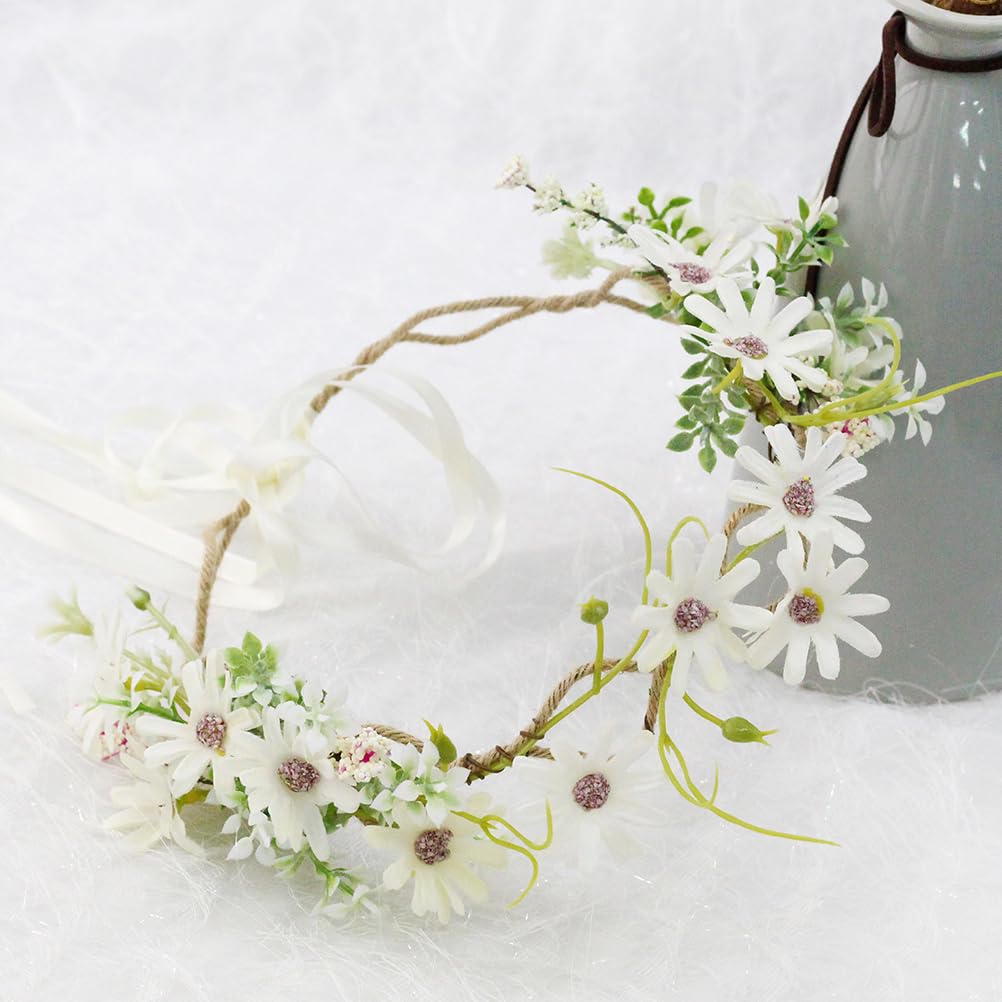 FRCOLOR White Daisy Artificial Flower 9x8 for Weddings and with Lightweight Indoor and Outdoor Decoration Wreath, inches, Parties, Ribbon, 35g,