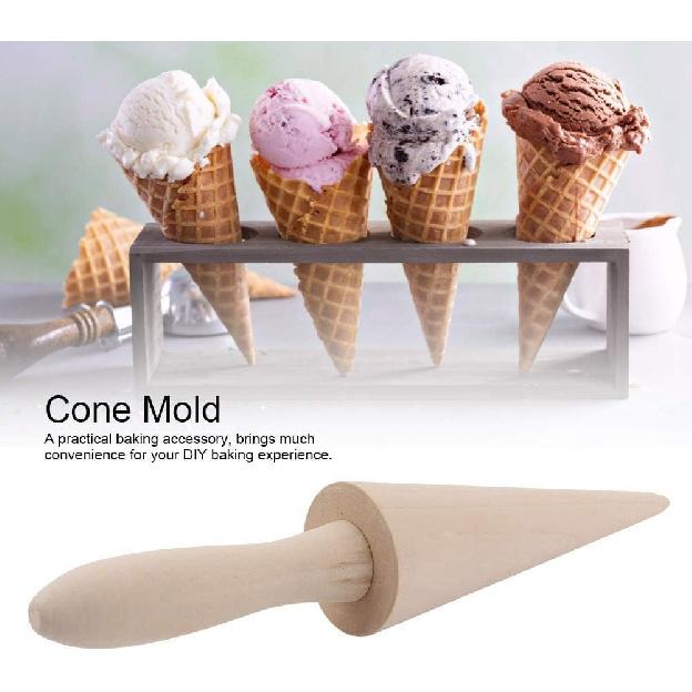 Wood Cone Roller Pizzelle Roller Krumkake Ice Cream Cone Roller Mold Natural Waffle Cone Roller Wooden Mini Waffle Cones Pastry Decorating Baking