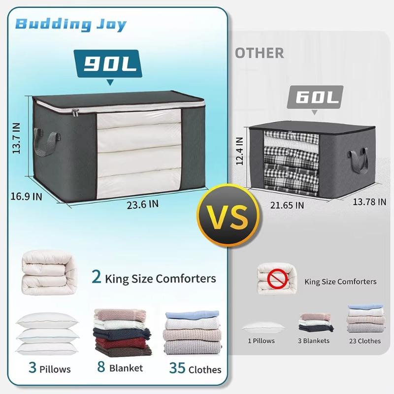 Extra Large Foldable Quilt Storage Bag with Window Moisture Proof Dustproof Clothe Organizer for Blanket Bedding Moving Home Use