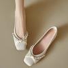 2025 New Shoes for Women's Summer Square Toe Beaded Thick Pumps Womens Versatile Shallow Mouth High-heeled Shoes Women