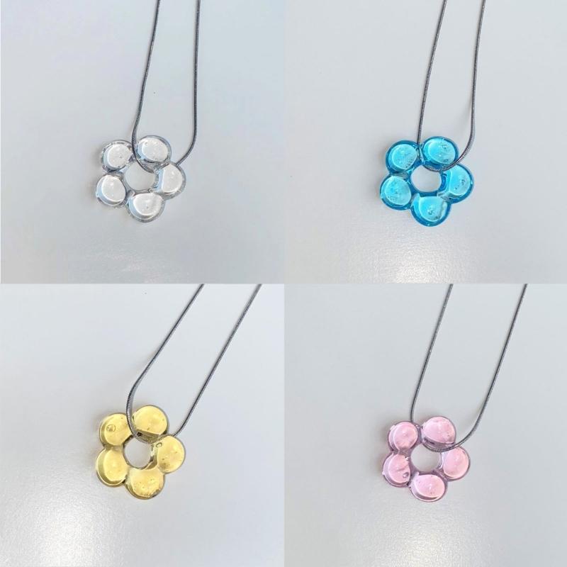 Hollow Out Floral Necklace Fashion Pendant Charm Neckchain Stackable Stylish Choker Chain Handmade Clavicle Chains