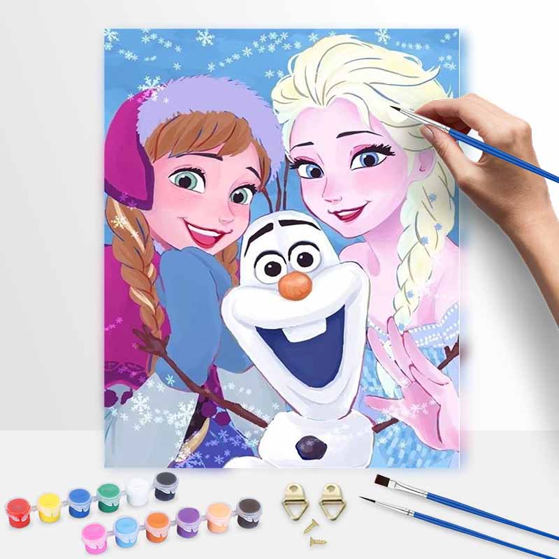 Disney Frozen Anna Elsa Olaf Paint by Numbers Painting Art Kit Home Decor Gift 20x30cm
