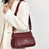 Borsa da donna in morbida pelle, grande capacità, borsa per mamma di mezza età, borsa a tracolla multistrato, borsa per cellulare, piccola borsa quadrata