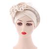 Head Wrap Turban Cap Beanie Flower Decor Rhinestone Headscarf Cap Hair Accessories