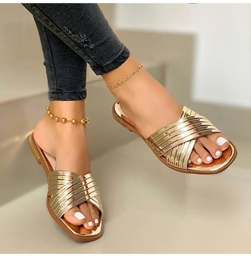 New Women's Comfortable Flat Open Toe Casual Outdoor Slide Sandals
