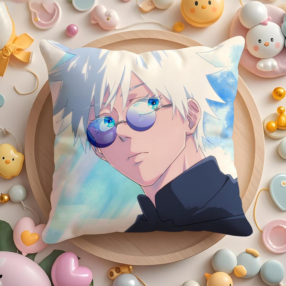 J-Jujutsu anime K-Kaisen Cushion Cover Home & Car Multi-Scene Pillow Cover - Reversible, Soft & Durable for Daily Use