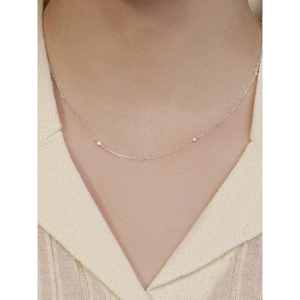 [Sv925] Thin Bezel Cubic Necklace