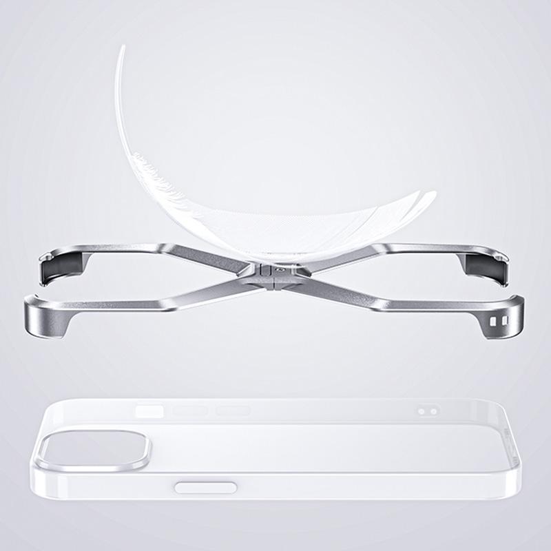 For iPhone 15 Pro Frameless Case X-Shape Minimalist Aluminium Alloy Slim Bumper Cover