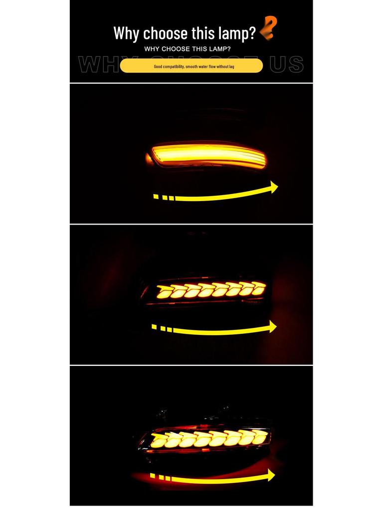 Toyota Prado Land Cruiser Rearview Mirror Yellow Light Sequential Turn Signal