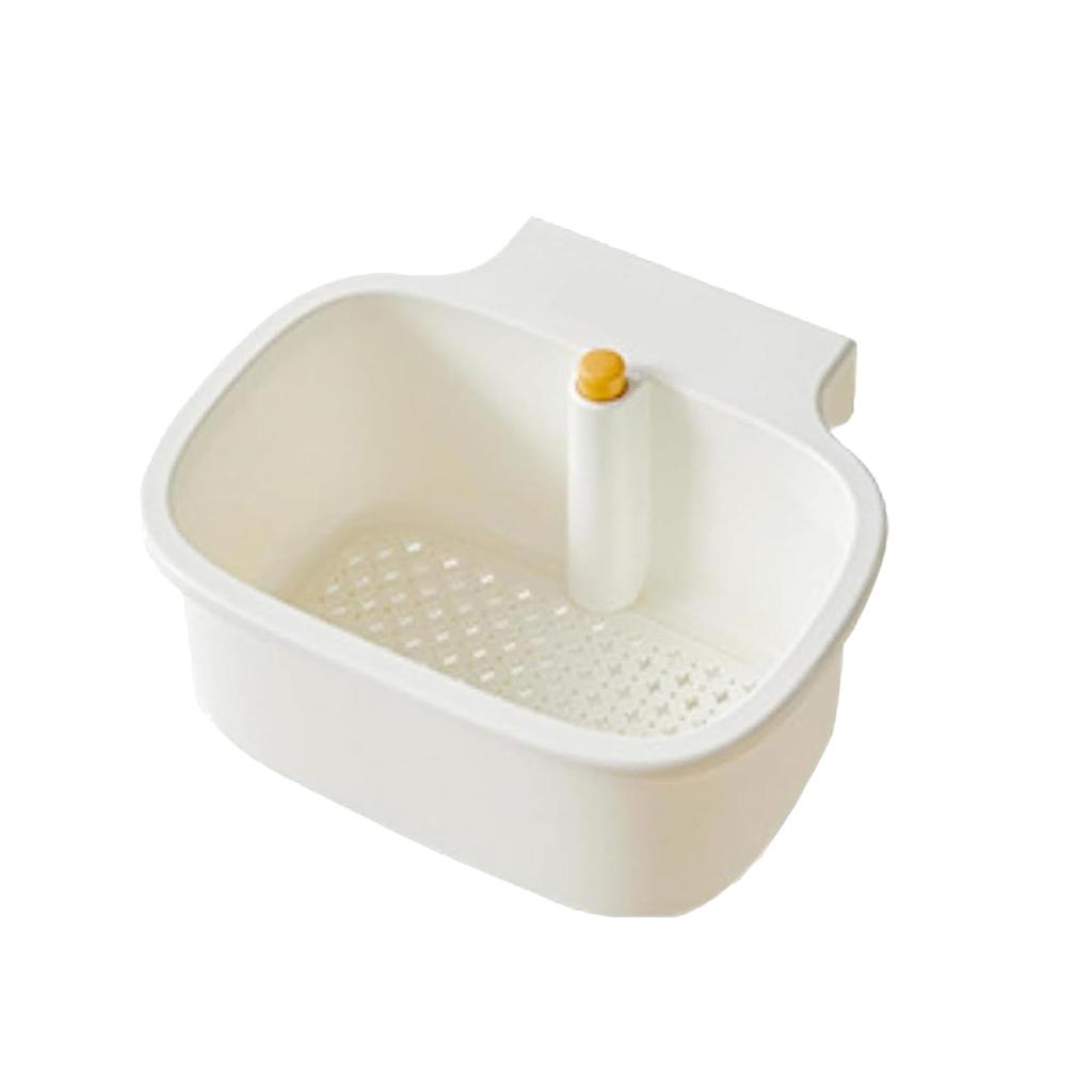 Kitchen Drain Basket Square Shape Sink Hanging Filter Adjustable Automatic Dumping Basket Sponge Brush Fruit Vegetable Rack