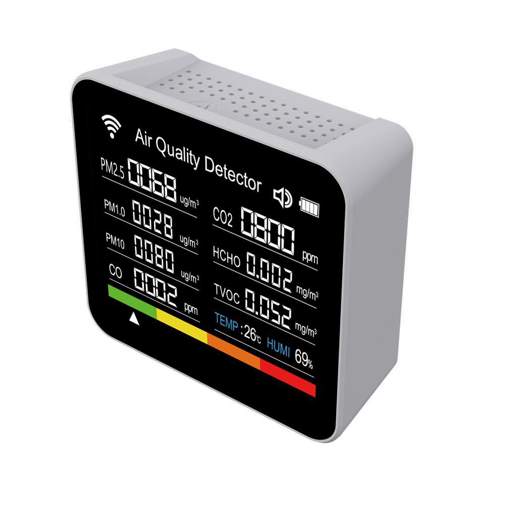15-in-1 Smart Air Quality Detector with WiFi & Tuya App: CO2, PM2.5, Formaldehyde, TVOC, Temperature, Humidity Monitor