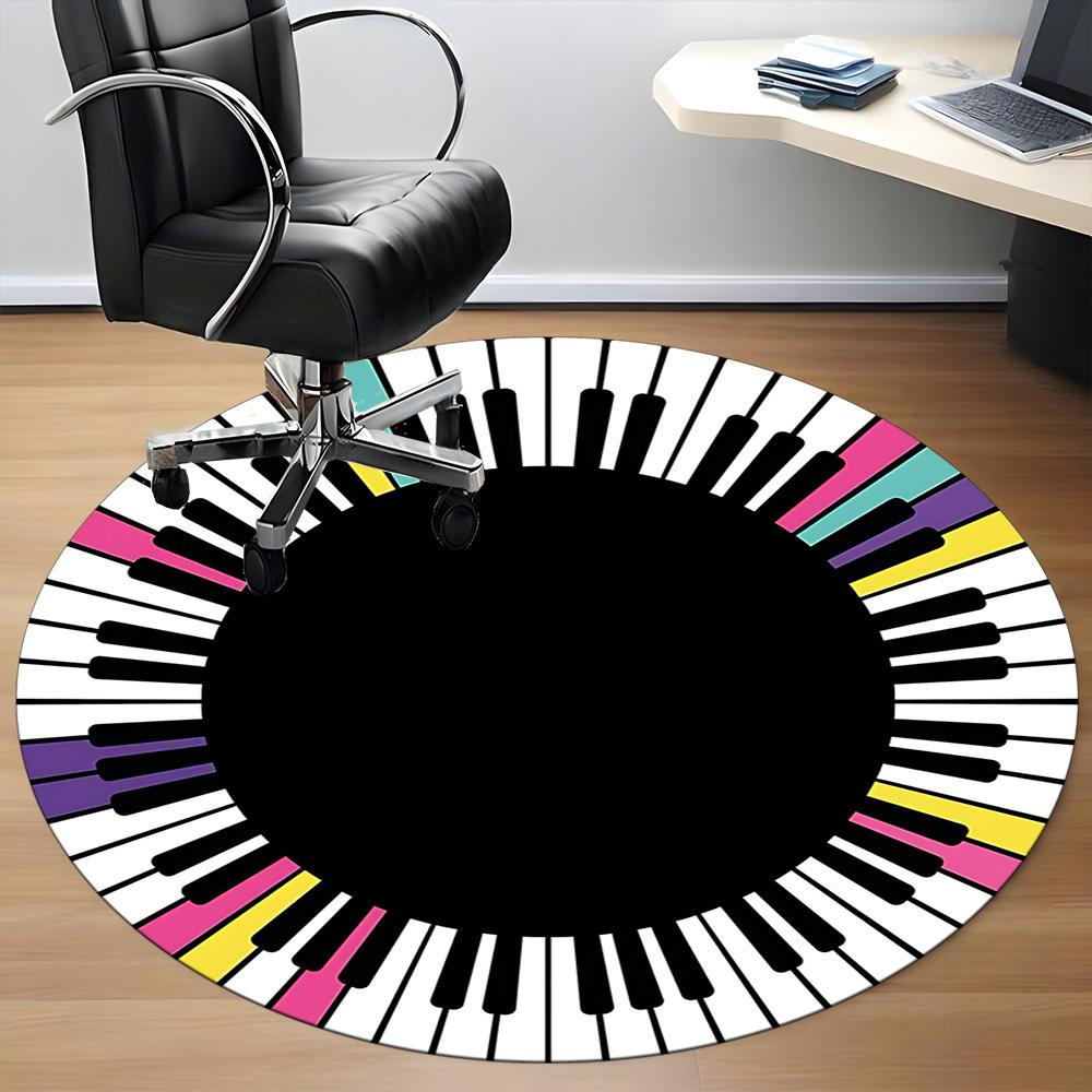 1PC Piano Keys Circle Chair Carpet for Office, Indoor Non-Slip Washable  Carpet, Soft Comfortable Mat For Office Room yy250930134