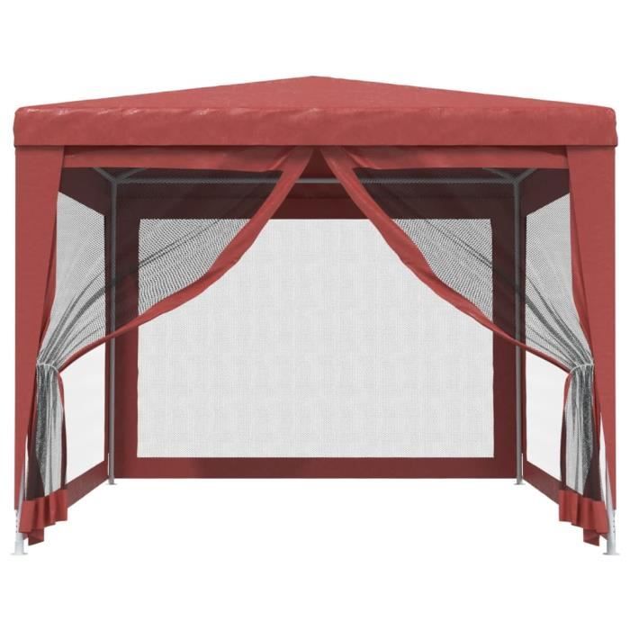 319235 vidaXL Tente de fête avec 4 parois latérales en maille Rouge 3x4m PEHD