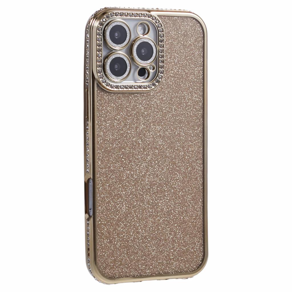 Für iPhone 16 Pro Max Hülle Kameraschutz Klarer Handy-Rückseitenschutz Strassdekor Mit Glitzerpapier