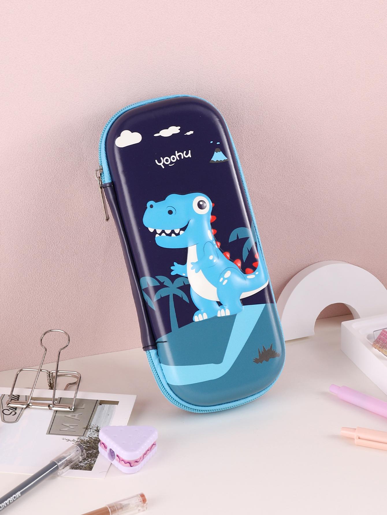 

PU leather pencil case estuche zipper design pencilcase trousse large capacity stationery box back-to-school gift pencil case синий