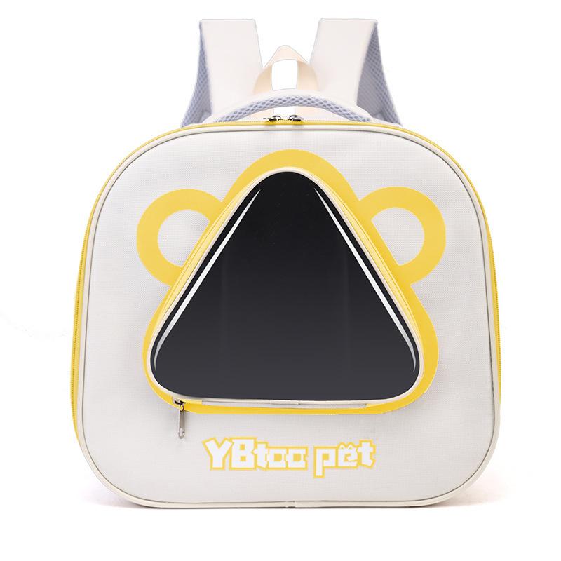 

Cat Out Backpack Portable Double Shoulder Cat Bag Canvas Pet Schoolbag Transparent Large Capacity Summer Breathable Cat and Dog Bag жовтий
