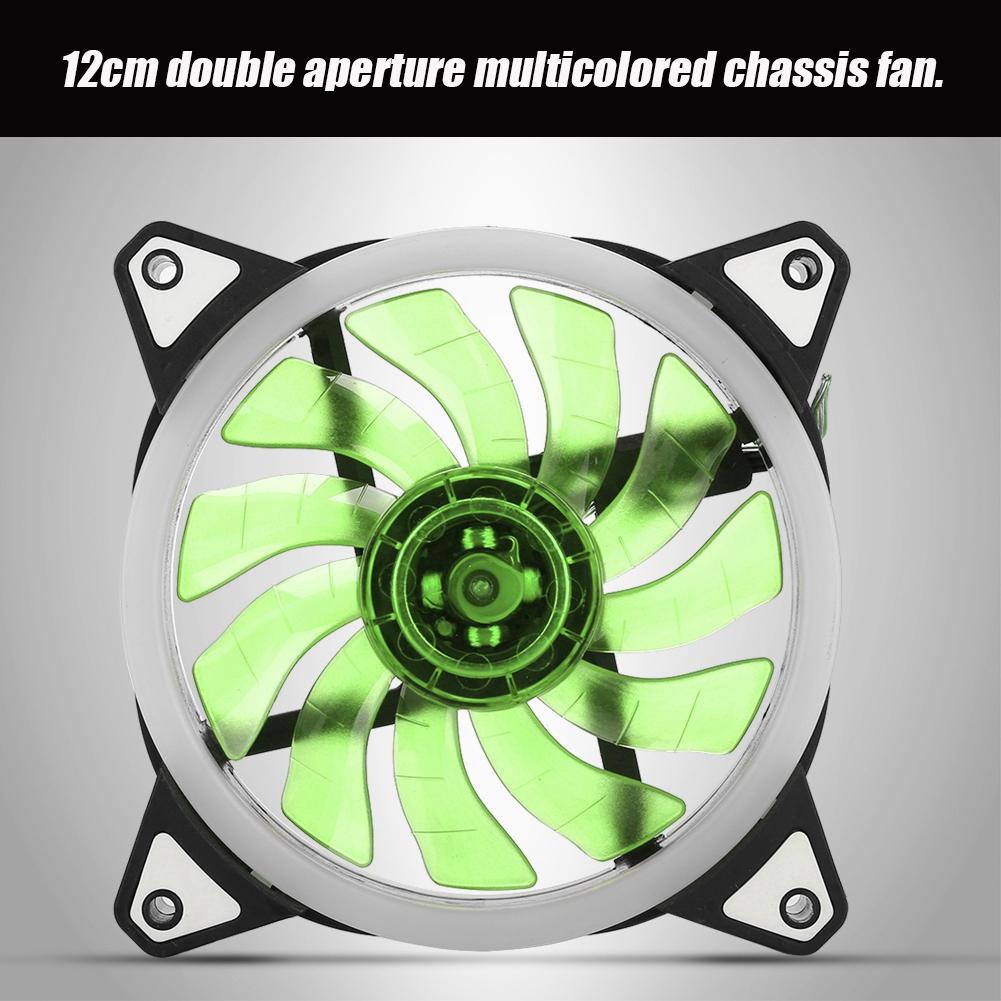 FANRS18 12V DC 120mm LED Ventilátor do skříně s dvojitým otvorem a více rozhraní pro chlazení (Zelená)