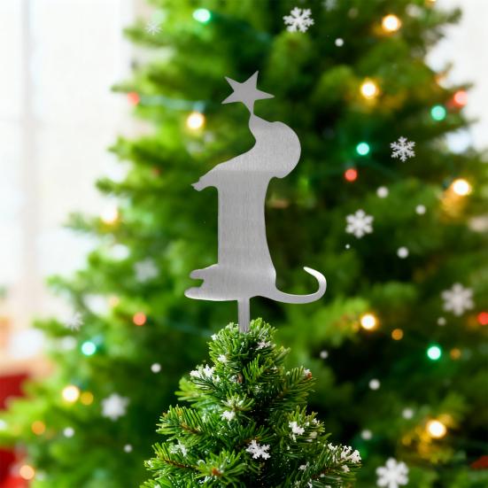 Christmas Dachshund Dog Tree Topper Metal Dog Tree Topper with Star for Holiday Party Decor Cute Puppy Ornament for Doggie Lovers