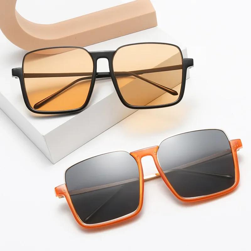 Vintage Large Frame Glasses Fashion Style Same Face Big Face Slimming Women'S Street Photography Sunglasses Uv Protection