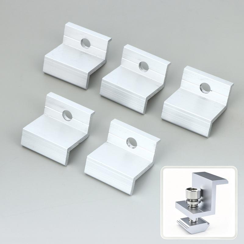 5/10Pcs For Aluminum Alloy Solar Panel End Clamps For PV Module Racking Mount System Accessories Photovoltaic Mounting
