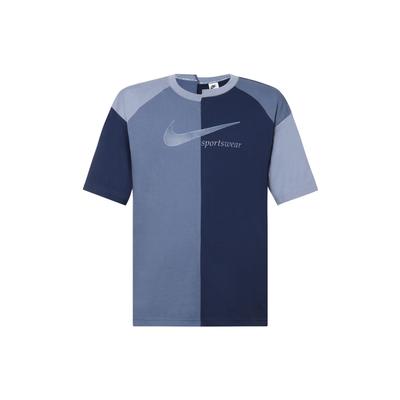 Nike American Retro Dopamine Letter Logo Printed Color Block Round Neck Loose Short Sleeve Drop Shoulder T-Shirt Women T-Shirt Blue DV8318-410