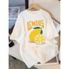 Women's Fresh Lemon Fruit Printed T-shirt Casual Comfortable Short Sleeve T-shirts Breathable Cartoon Round Neck Summer Clothing
