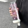 Cute Bowknot 500/700ml Water Bottles Juice Milk Plastic Cup with Lid Straw Bubble Tea Coffee Cups Large Capacity Drinkware