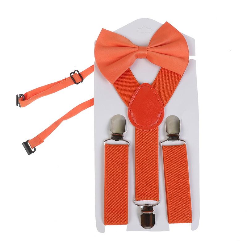 Kids Braces Bow Tie Set, 2.5cm Elastic Adjustable 60cm Y-Back Clip-on Suspenders, Formal Classic Pre-Tied Bowties for 1-9 Years Olds Boys Girls