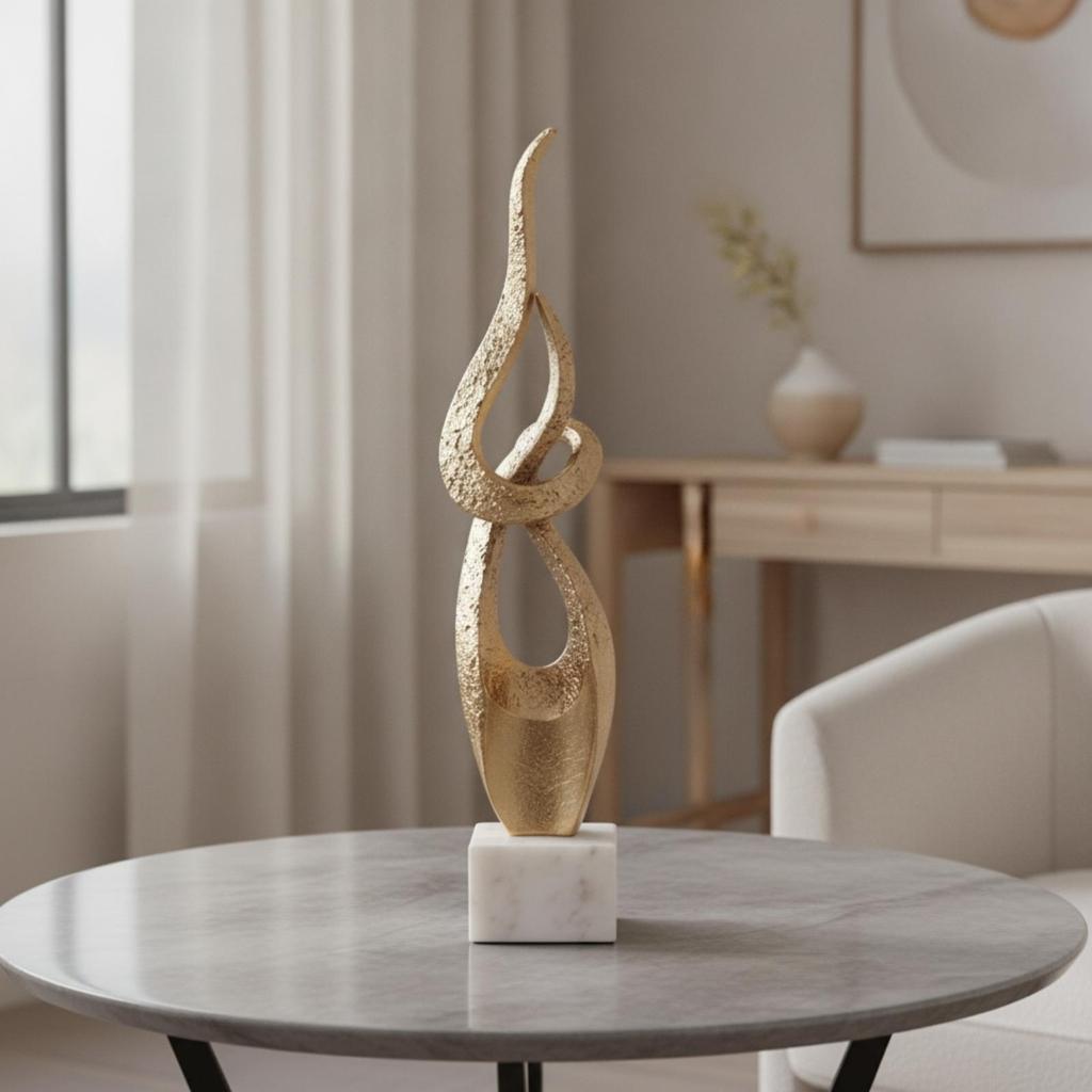 Abstract Sculpture with Base Contemporary Aluminum