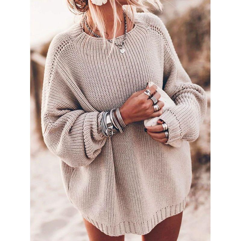 Loose Fitting Pullover Solid Color Sweater Loose Pullover Pure Color Sweater