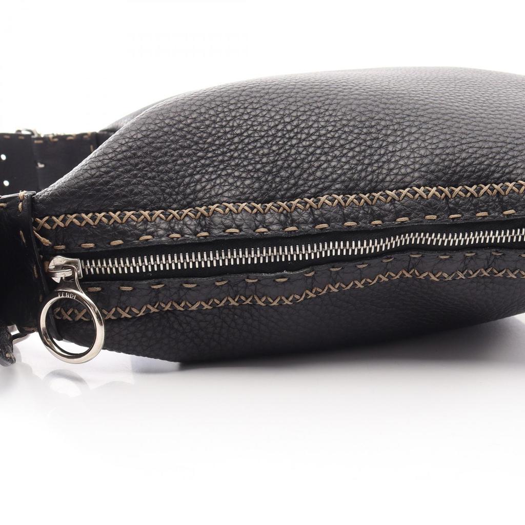 Used FENDI Selleria Shoulder Bag leather Black Used Women