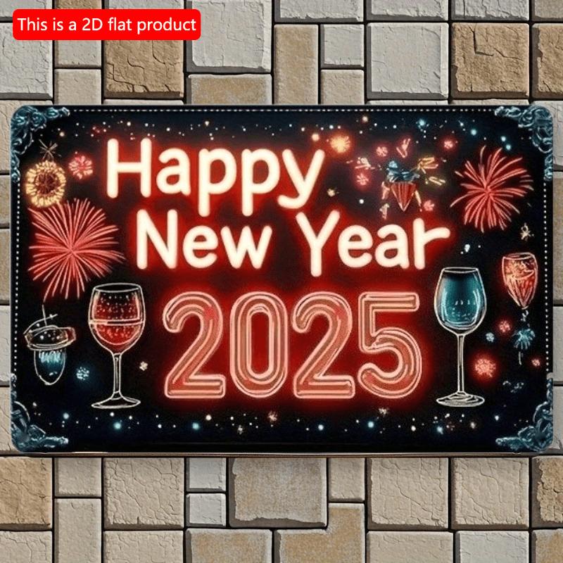 2d Flat 30*20cm, Happy New Year 2025 Wooden Sign, Boho Style Wooden Wall Hanging Decor, Multipurpose Decoration, for Home, Kitchen, Garden, Bedroom.