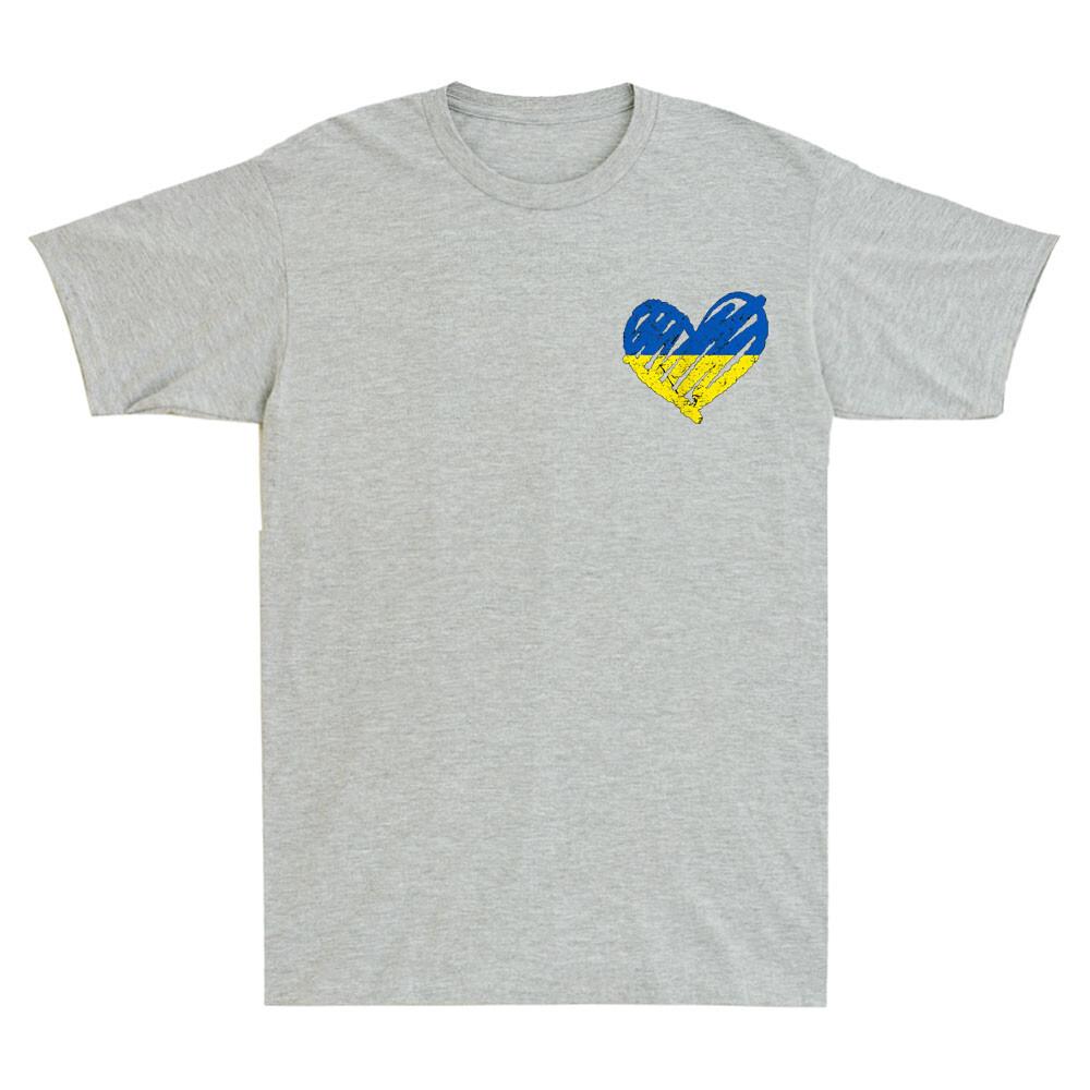 I Stand With Ukraine Peace Heart Ukrainian Flag Pocket Vintage Unisexs Tshirt Tee