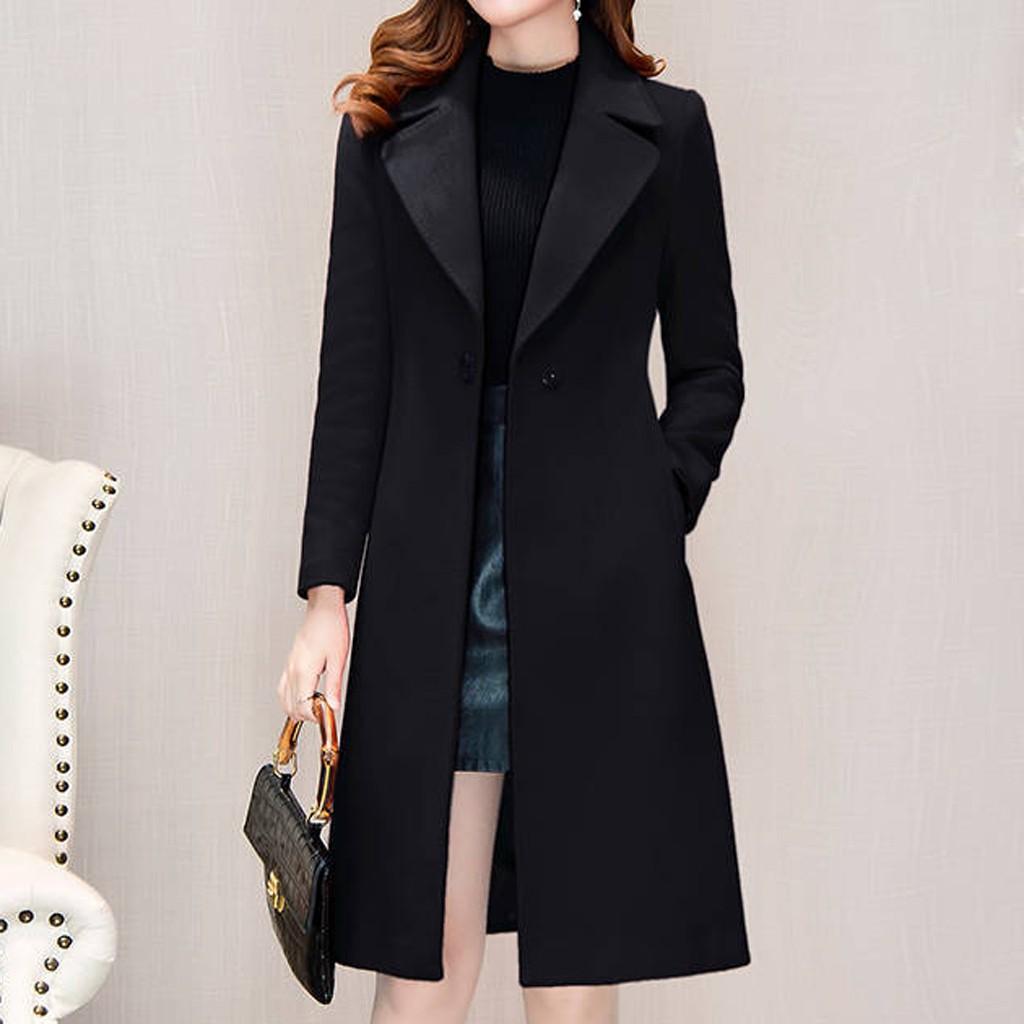 Women Slim Windbreaker Double Breasted Long Trench Coat Jacket Overcoat Outwear
