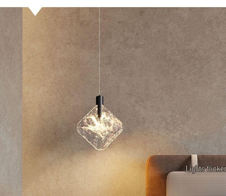 Minimalist Italian Crystal Bedside Pendant Light - Luxury Small Bedroom Accent