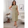 Plus Size Women's Summer Elegance High Waist Round Neck Loose Striped Dress
