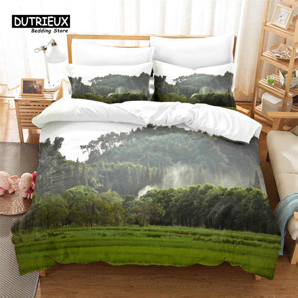Cactus and Woods Duvet Cover Set, Fashion Bedding Set, Soft Comfortable Breathable Duvet Cover, For Bedroom Guest Room Decor