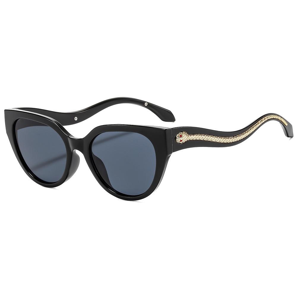 

New Retro Cat Eye Fashion Women Sunglasses Luxury Brand Snake Pattern Inlay Temple Design Punk Trend Men Uv400 Other