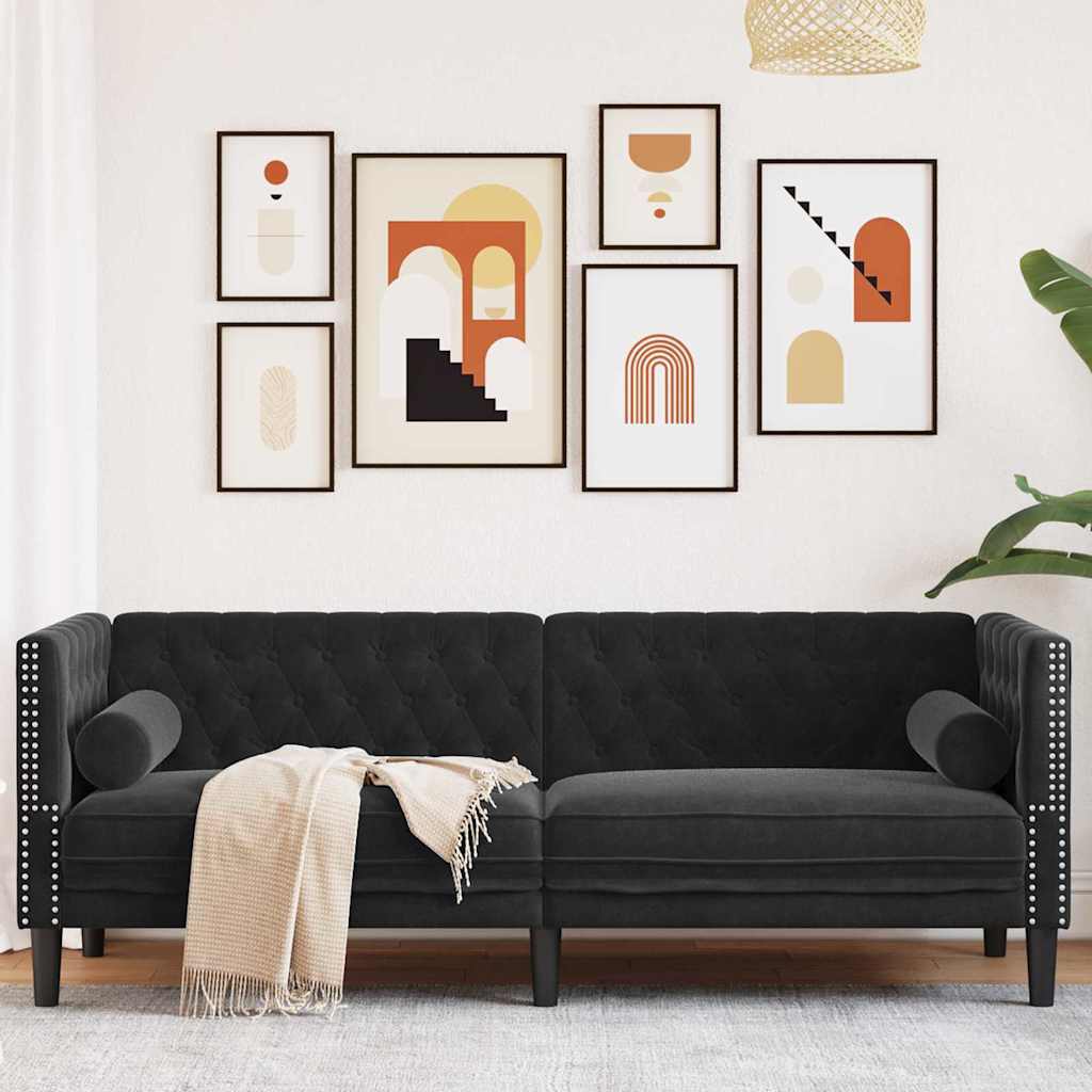 Sofa Black 194 x 74.5 x 70.5 cm Velvet