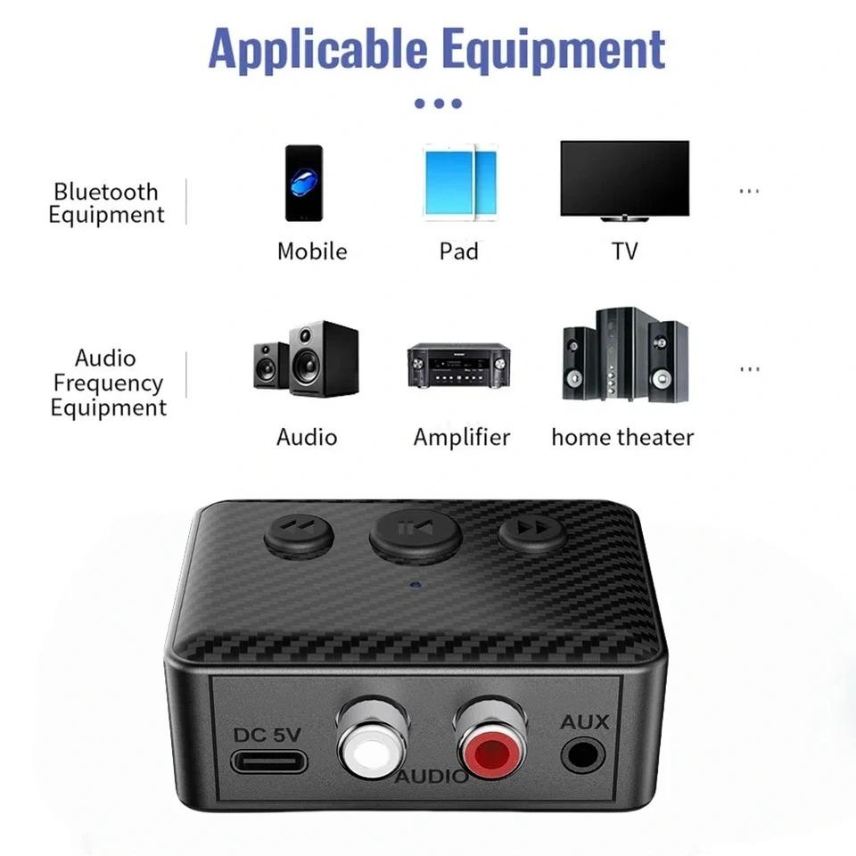 Bluetooth 5.4 Audio-Adapter Drahtloser Empfänger RCA 3,5 mm AUX USB Audio-Adapter mit Mikrofonunterstützung U-Disk-Wiedergabe Für Auto-Kit Lautsprecher
