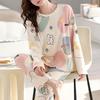 Autumn and Spring Long-Sleeve Women's Home Wear Pants Cartoon Set Pajamas for Ladies