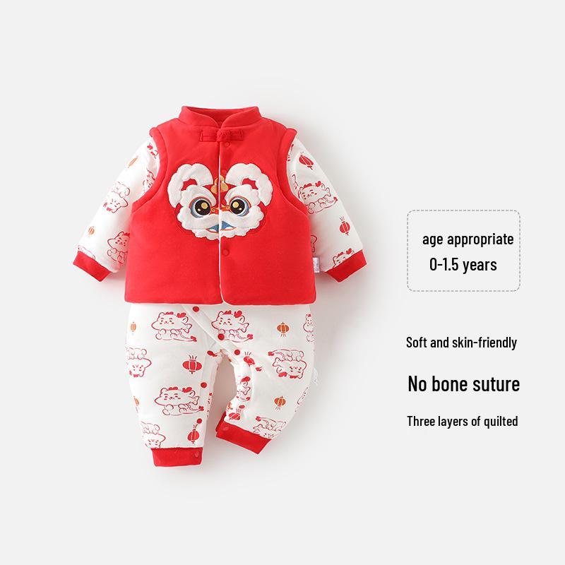 Newborn Winter Jumpsuit - Padded and Warm for Chinese New Year, Boys and Girls, Full Moon 100 Days