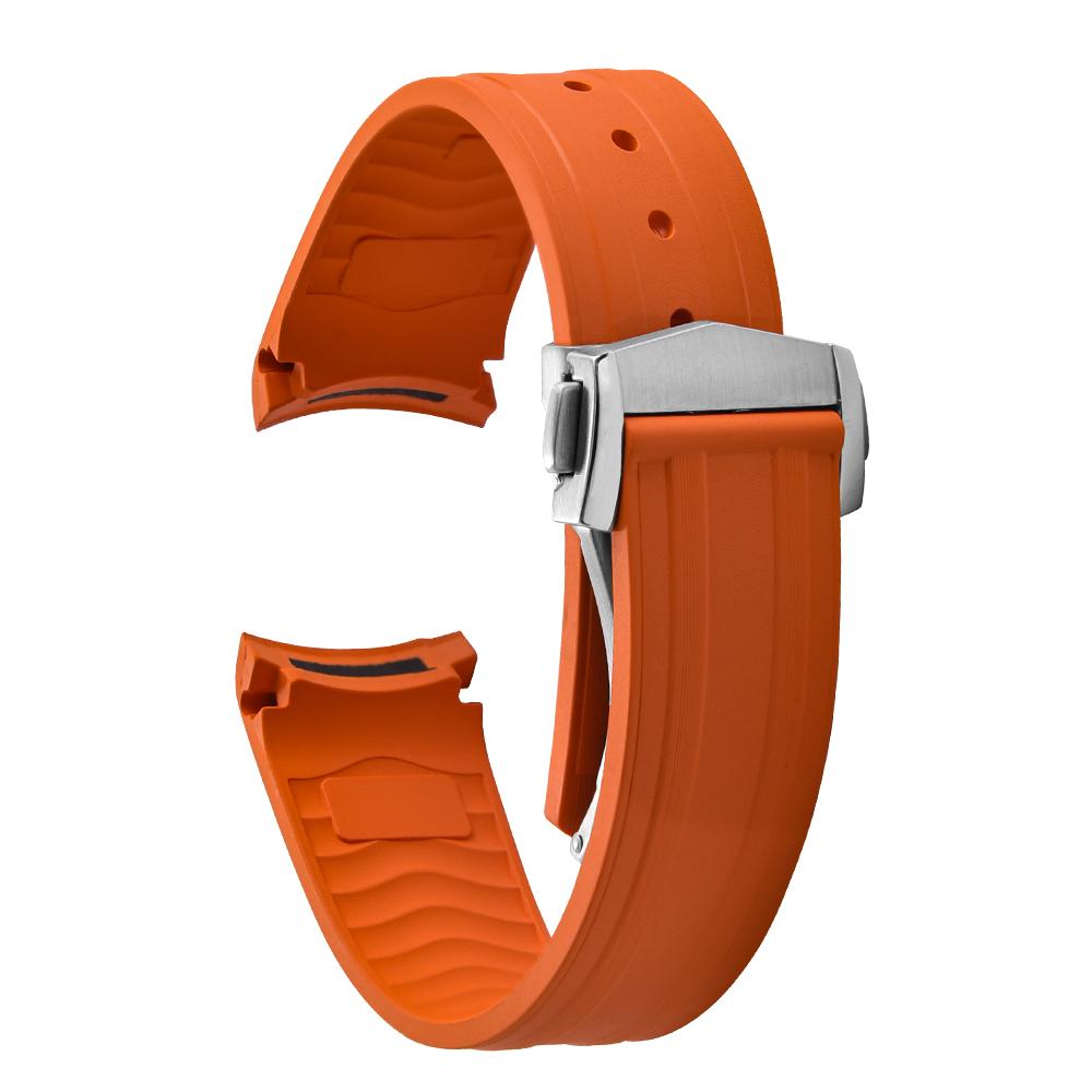 20mm New Soft FKM Fluorous Rubber Curved End For Omega Strap For Seamaster 300 Diving Belt Fold Buckle Replacement Watch Band