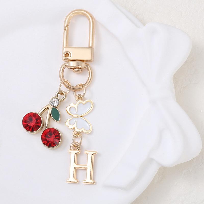 

Милый Брелок-Ключница с Вишней и Буквой Бабочка Модный Инициал A-Z Брелок для Ключей Автомобиля Подвеска для Сумки Украшение Аксессуары для Украшения Подарок для Пары H