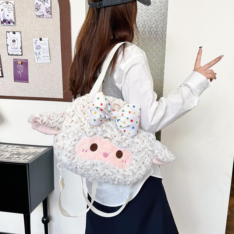 New shoulder bag large capacity plush bag women's autumn and winter Japanese tote bag cute cartoon backpack