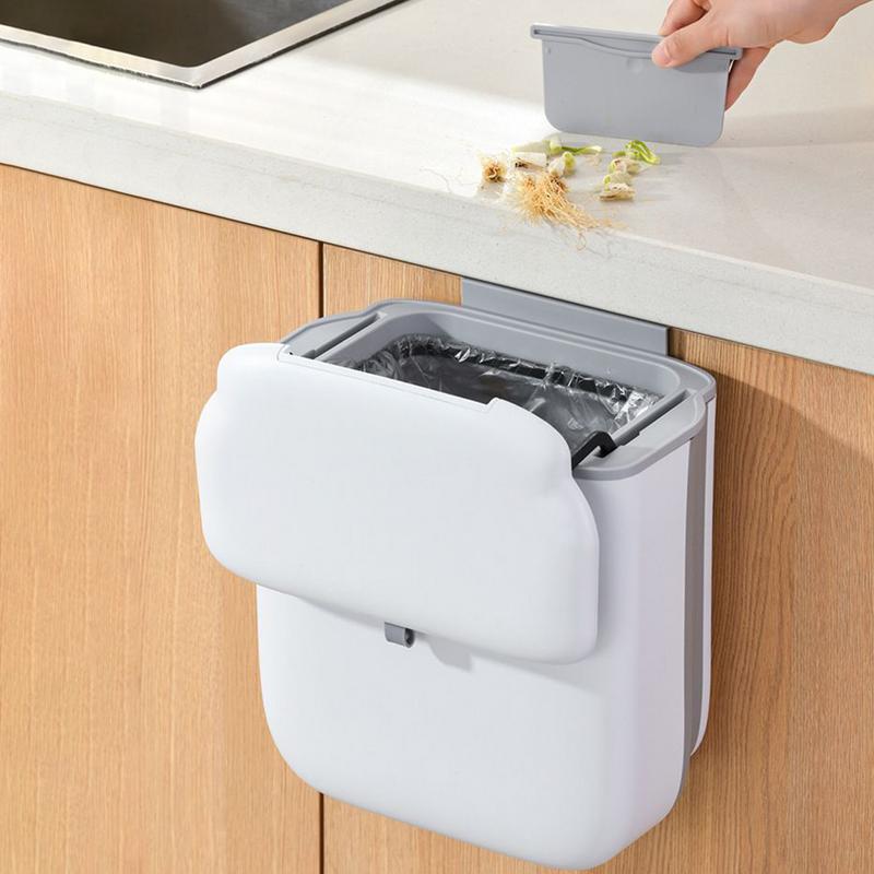 Складное мусорное ведро настенное мусорное ведро с крышкой для кухни ванной комнаты туалета ведро для хранения отходов контейнер под раковину China Mainland 6500₽