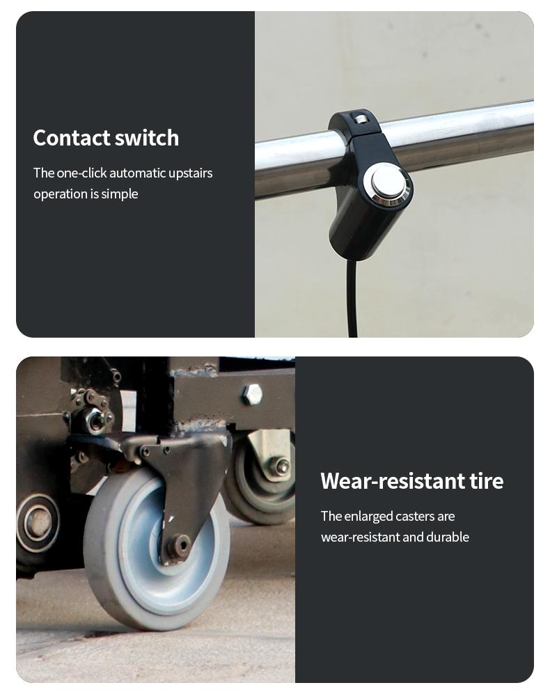 Tracked electric stair climber, with a load capacity of 350 kg and a range of 1000 steps, an ultra-long-range electric trolley.